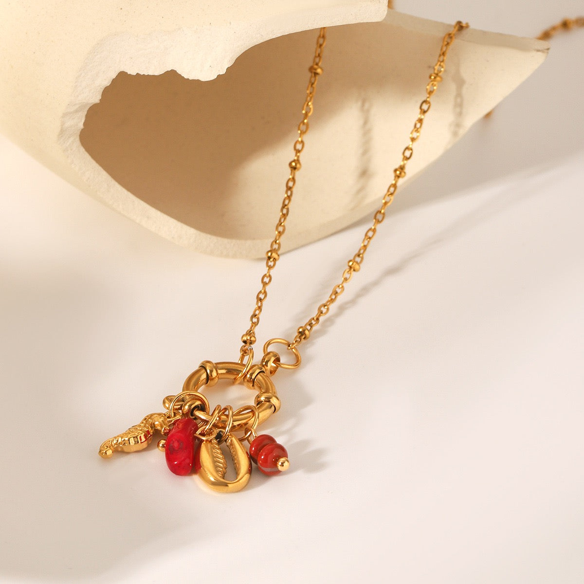 Dainty charm white rope necklace