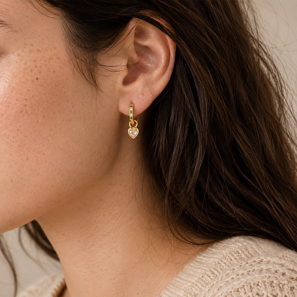 Green heart mini hoops