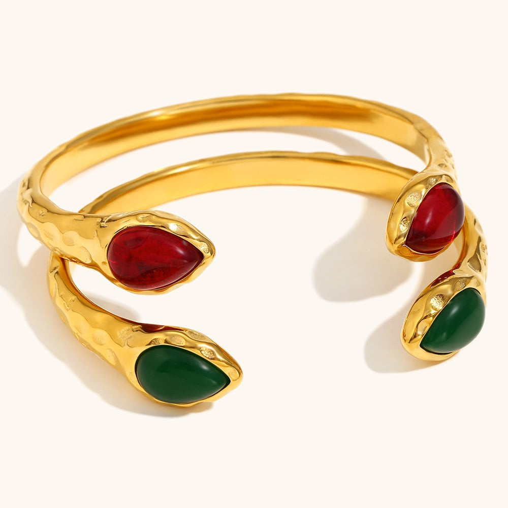 Double stone gold bangles