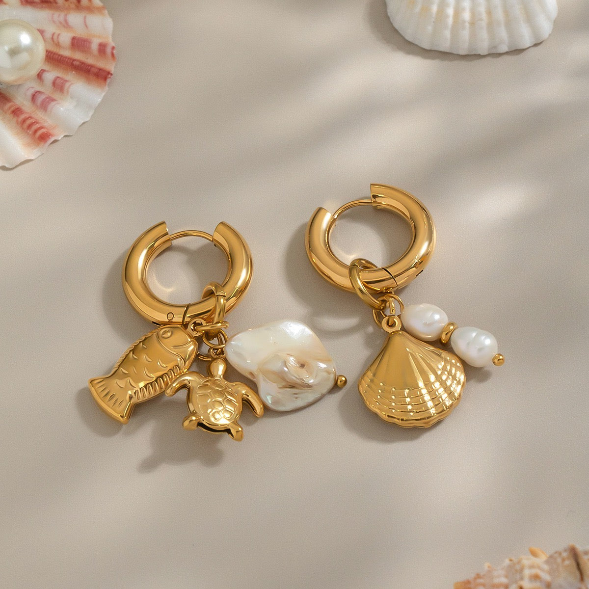 Turtle fish shell earrings