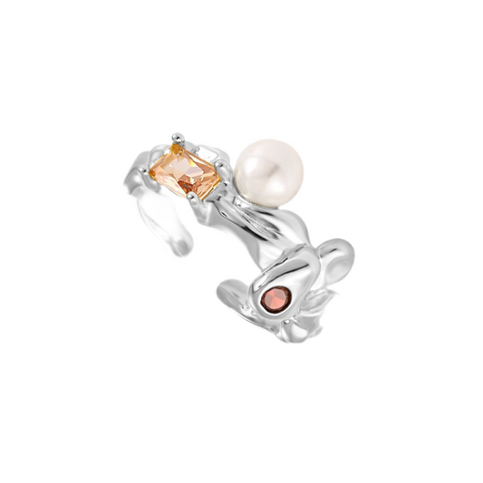 Mango pearl sterling silver ring