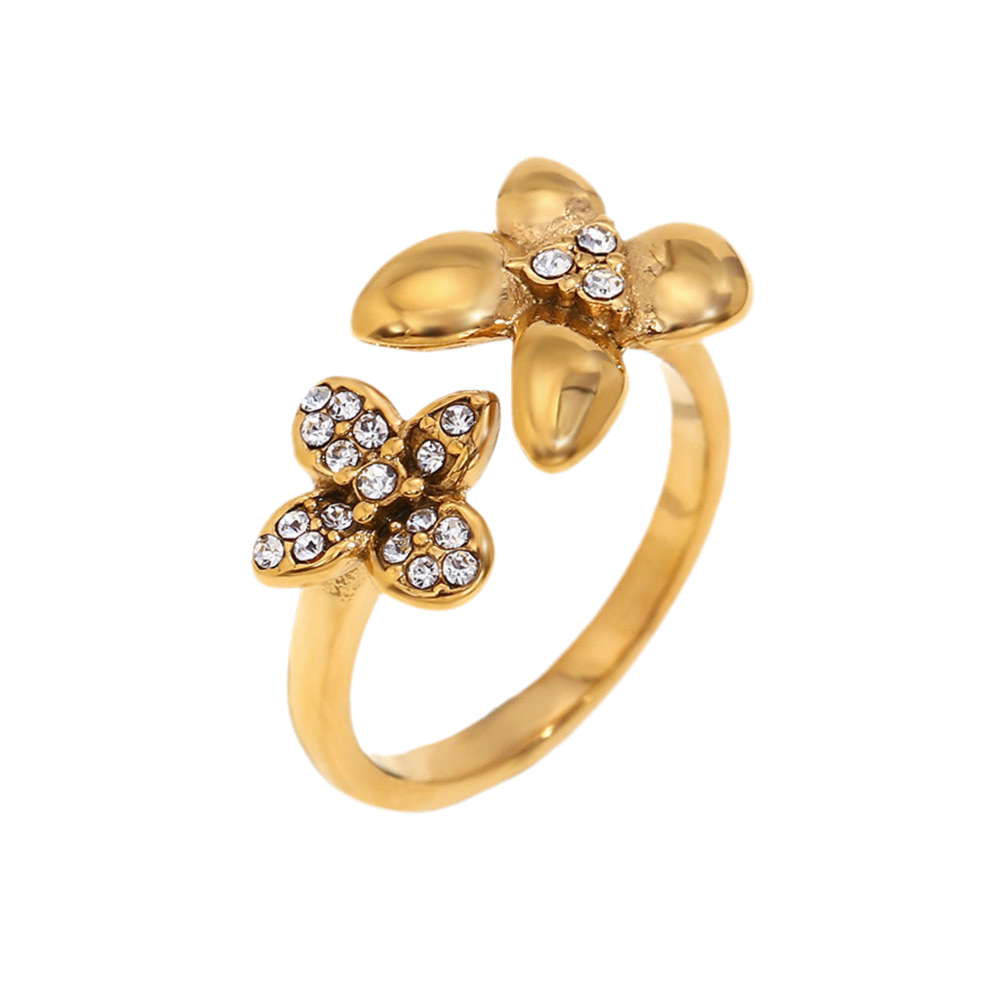 Jolia double petal flowers rings