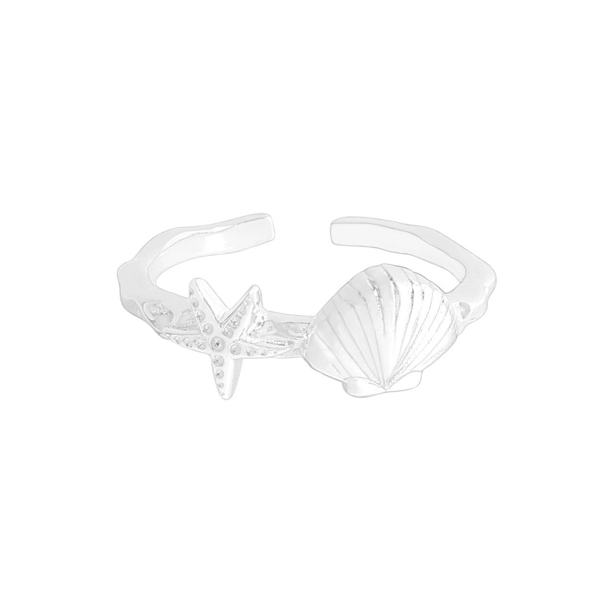Star Moon Shell Sterling Silver Ring