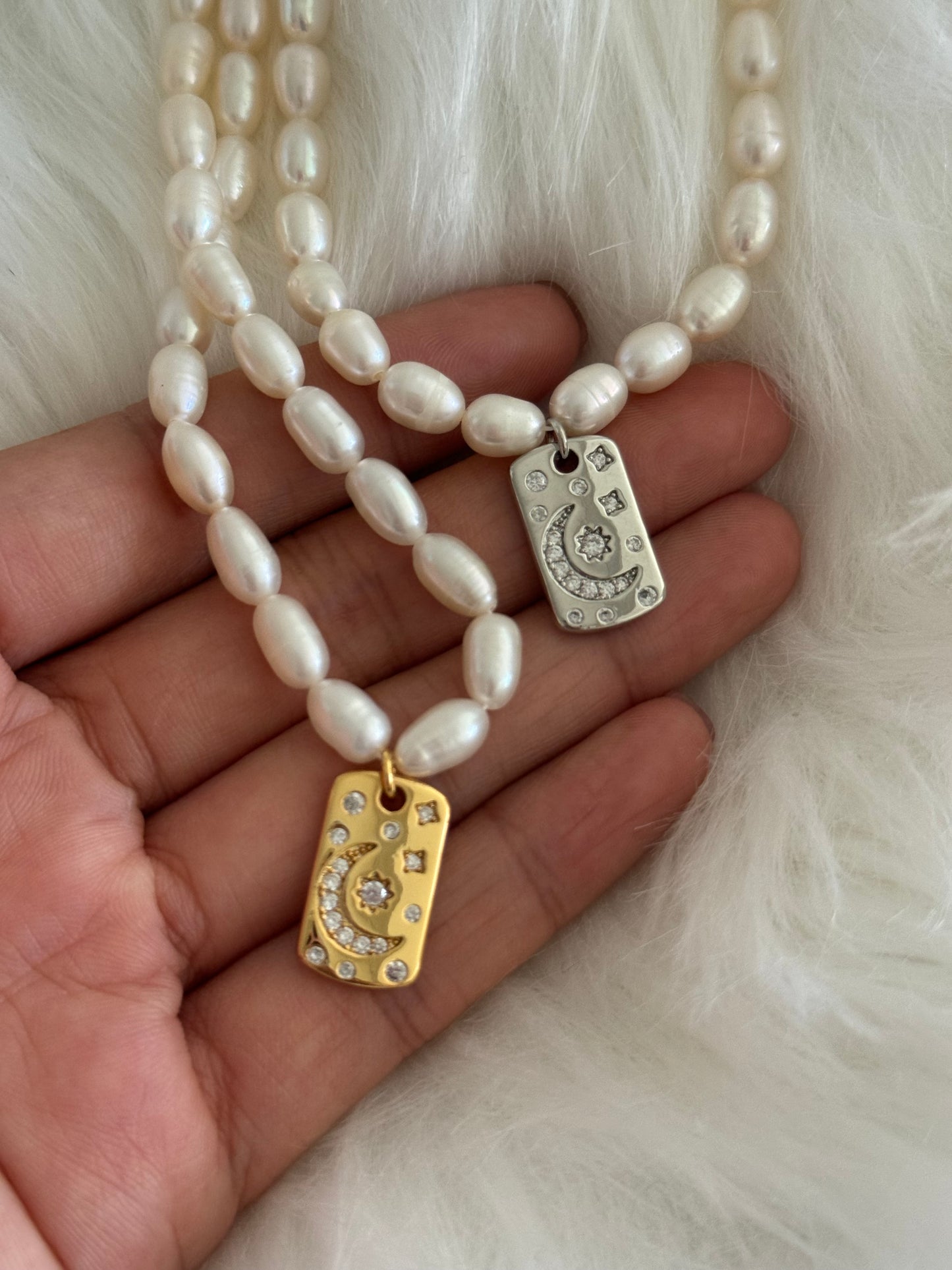 Oceania Moon star freshwater pearls necklace