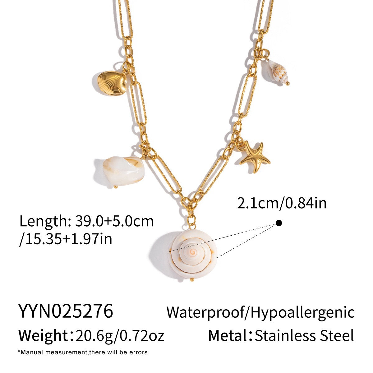 Natural shell charm necklace