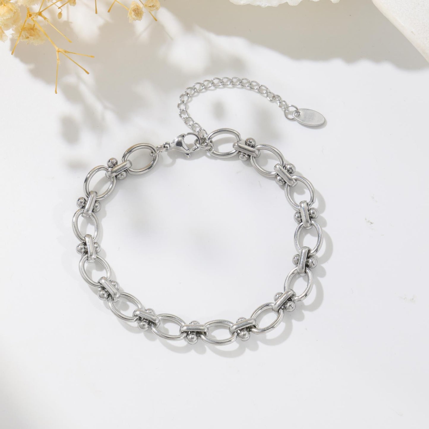 Silver round chains bracelet