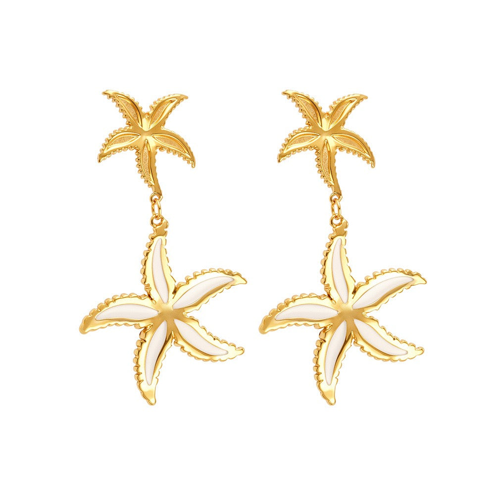 White starfish earrings