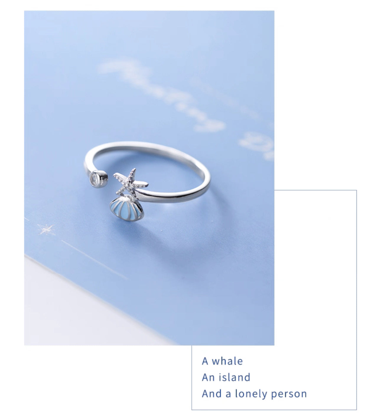 Dainty blue starfish ring