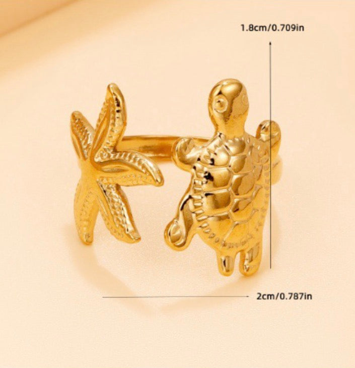 Starfish turtle and dolphin rings