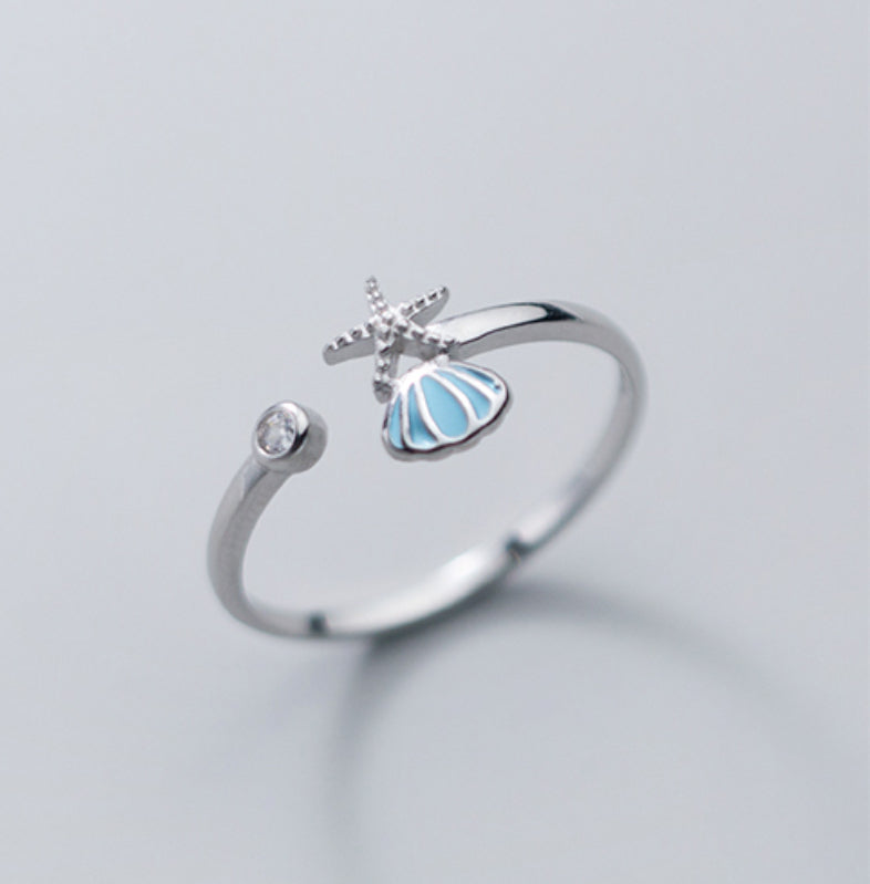 Dainty blue starfish ring
