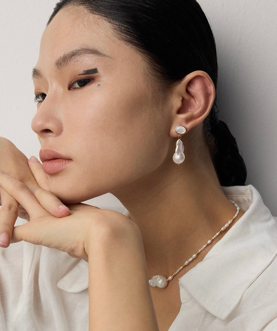 Big baroque pearl earrings