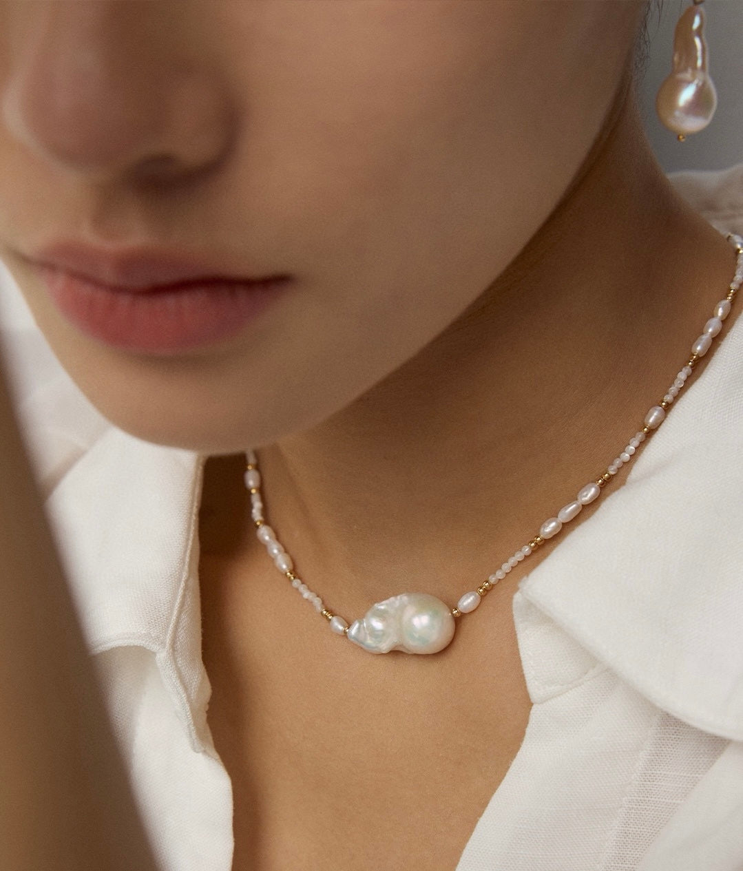 Big baroque pearl earrings