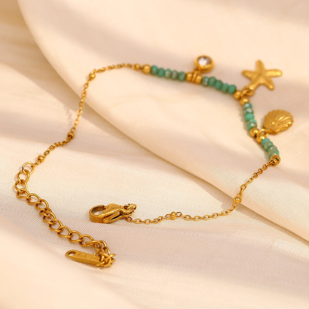 Green starfish layer bracelet