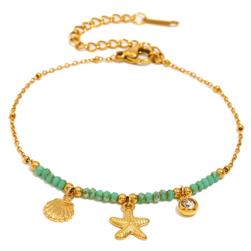 Green starfish layer bracelet