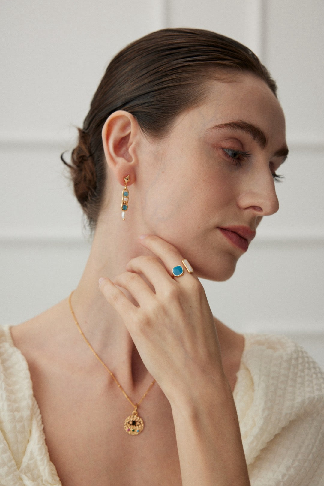 Amzonite pearl earrings