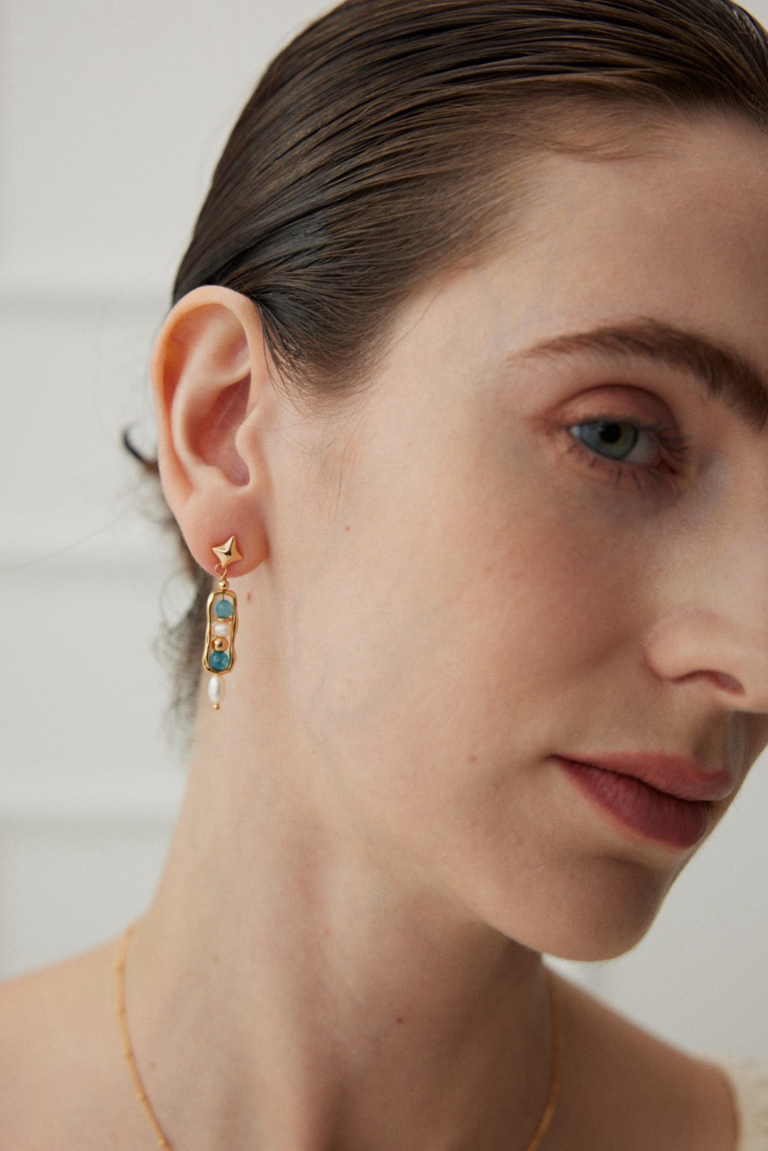 Amzonite pearl earrings