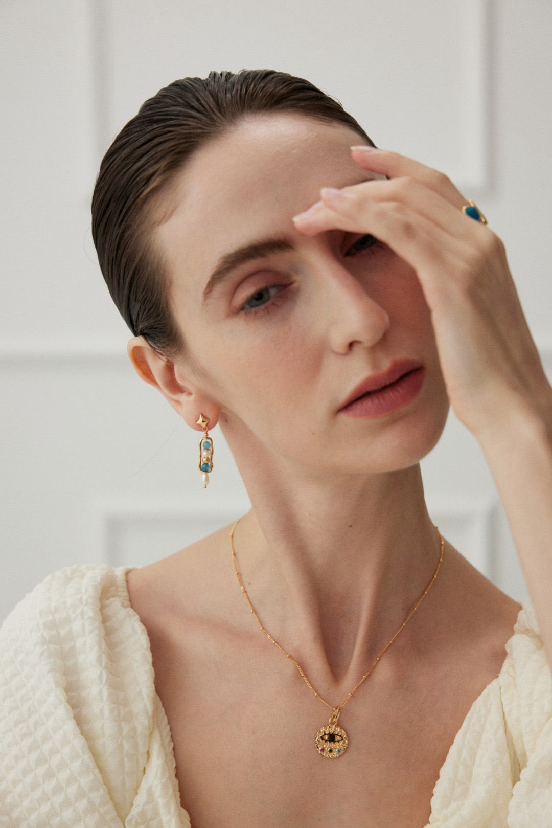 Amzonite pearl earrings