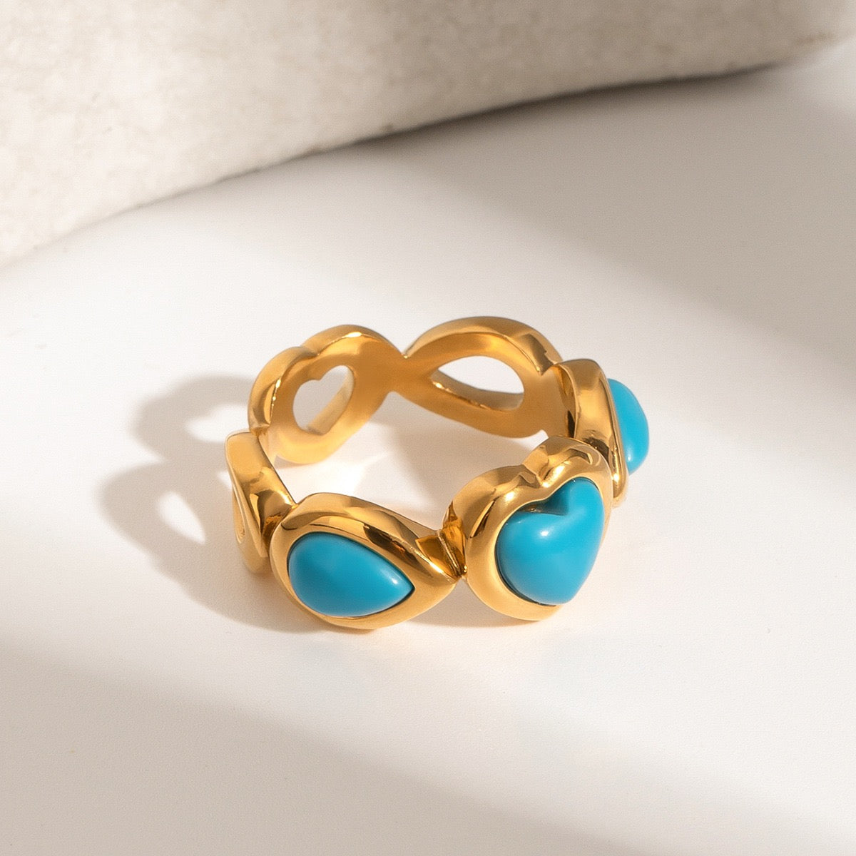 Tiah blue heart ring