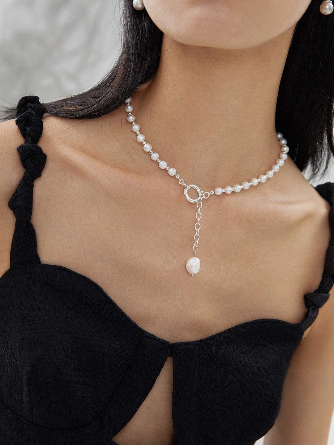 Macau Silver natural pearl necklace