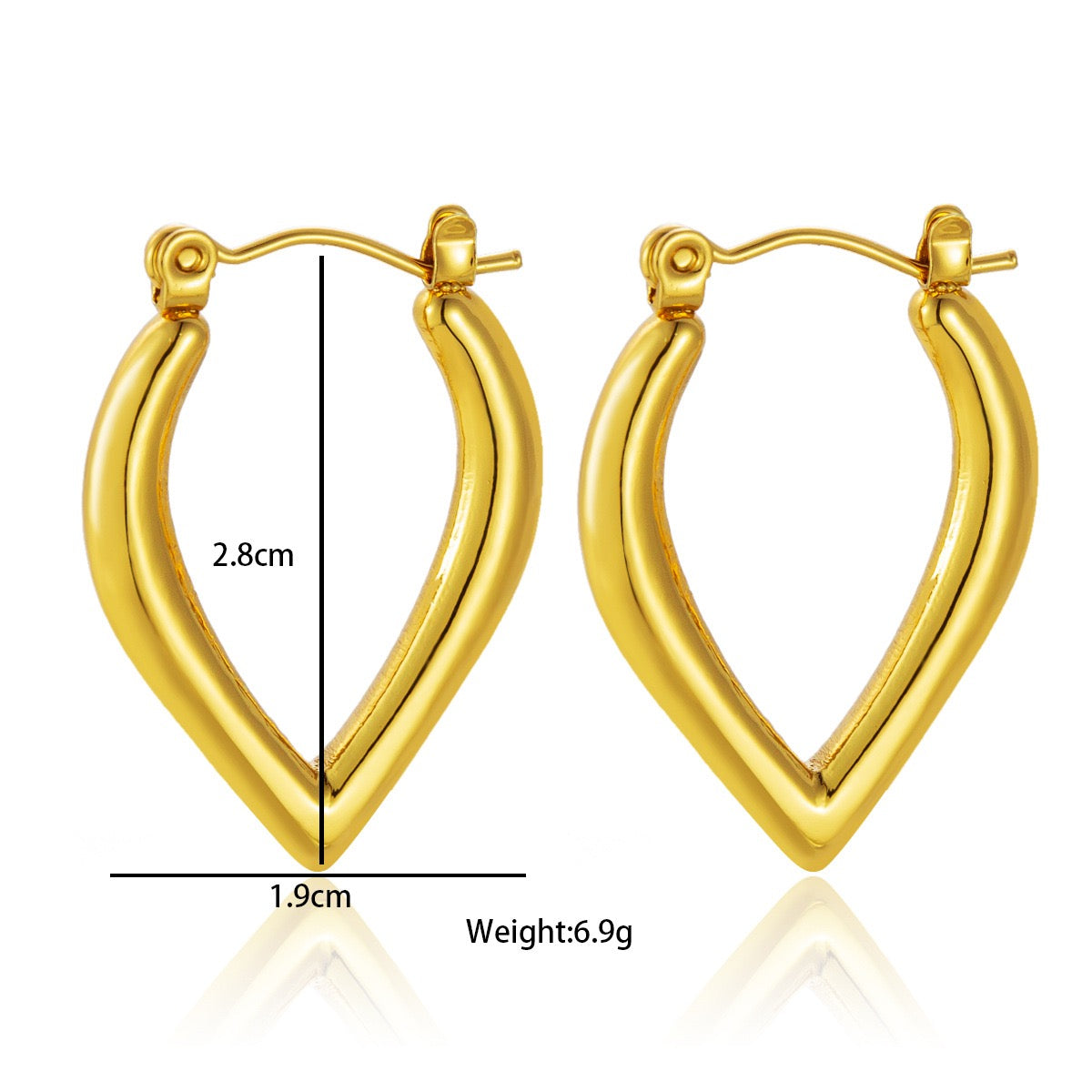 Pointy heart hoops