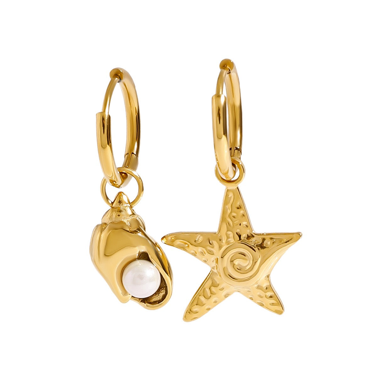 Swirl starfish shell earrings