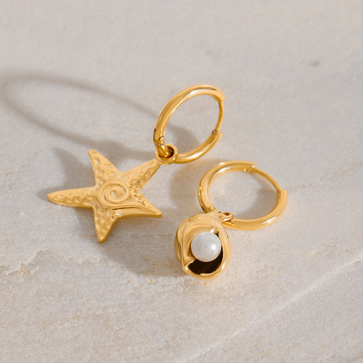Swirl starfish shell earrings
