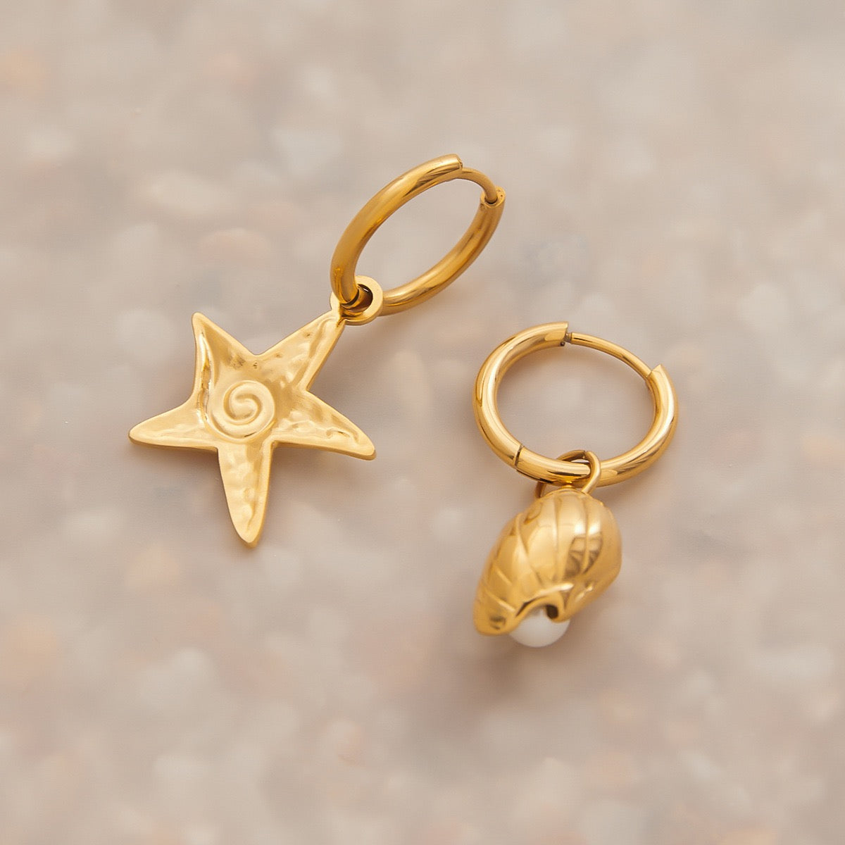 Swirl starfish shell earrings