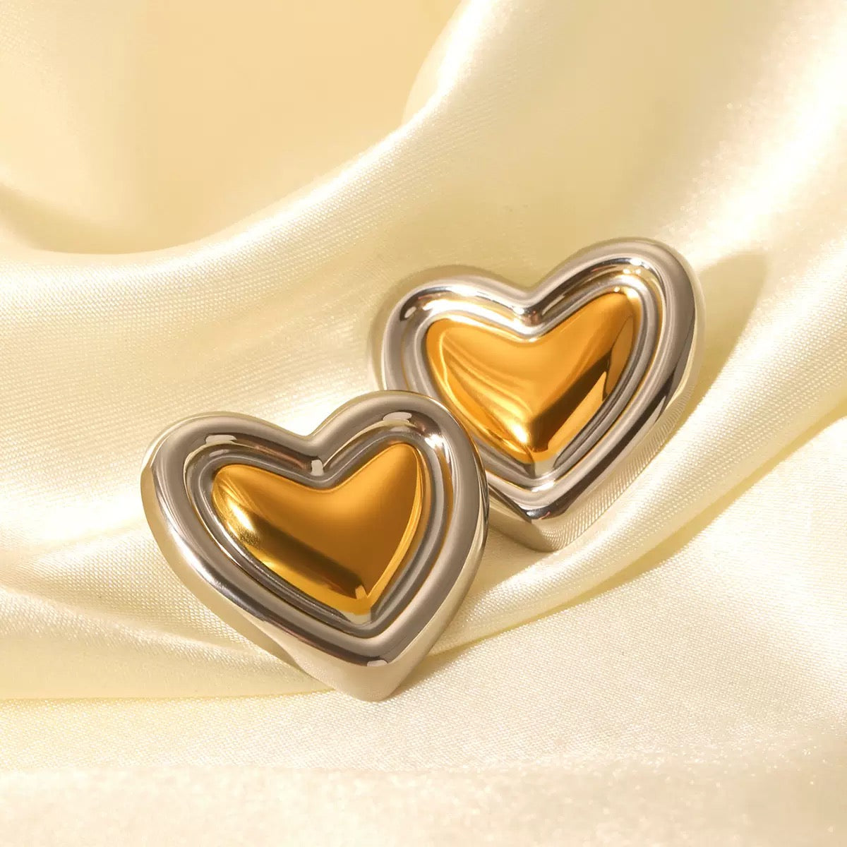 Heart two tones earrings