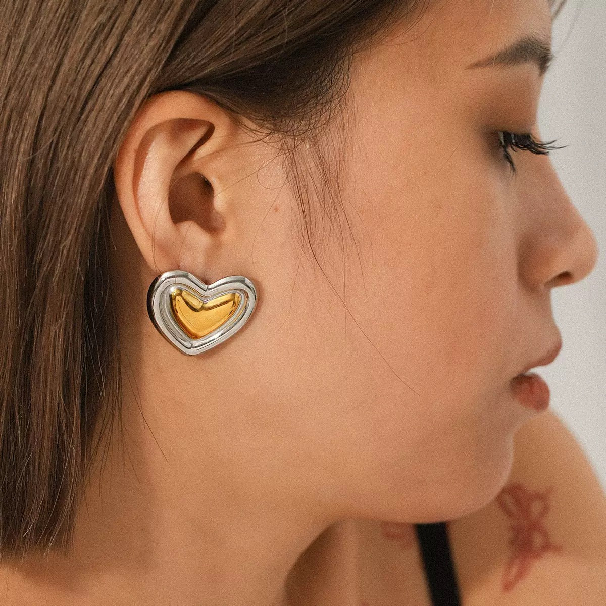 Heart two tones earrings