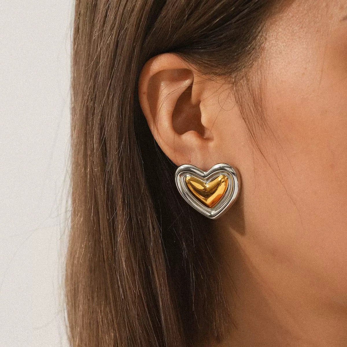 Heart two tones earrings