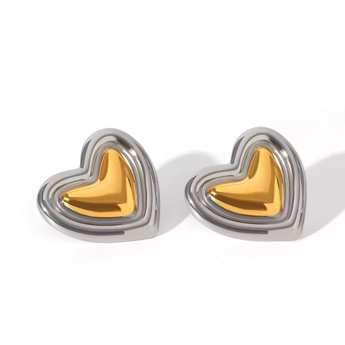 Heart two tones earrings