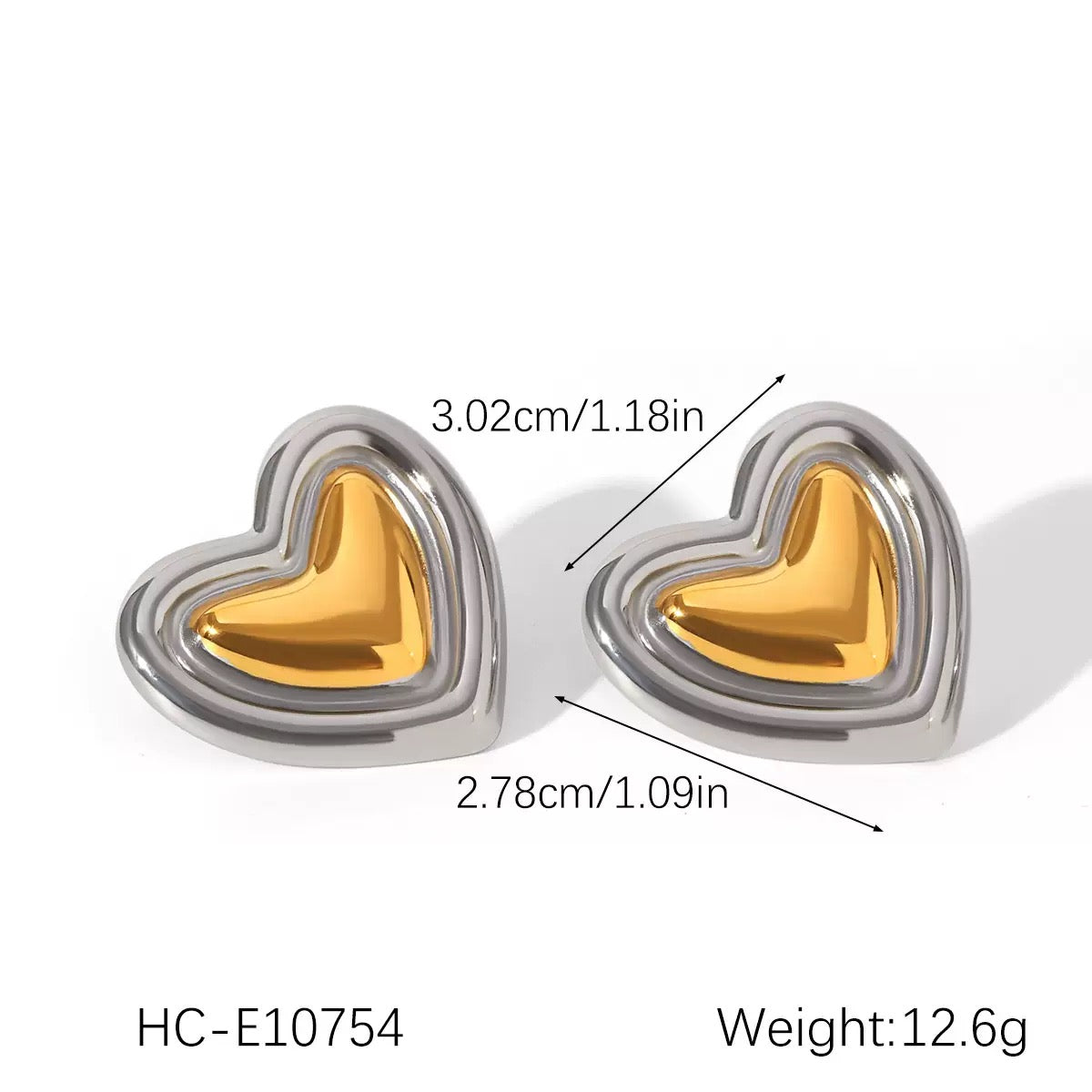 Heart two tones earrings