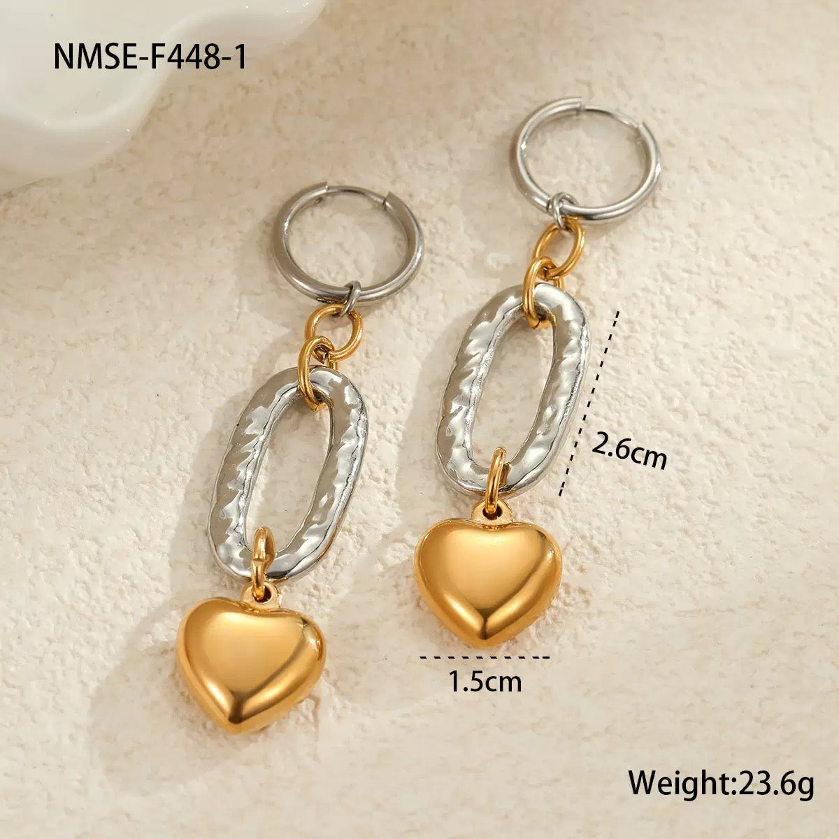 Two tones heart hoops