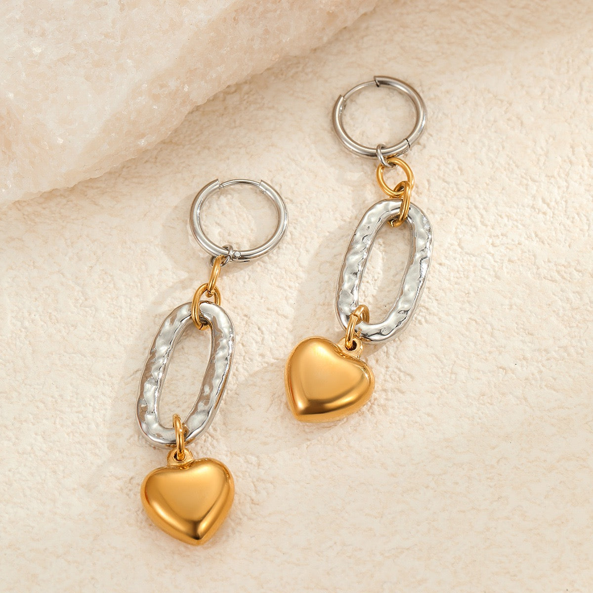Two tones heart hoops