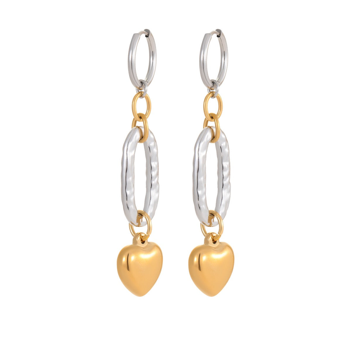 Two tones heart hoops
