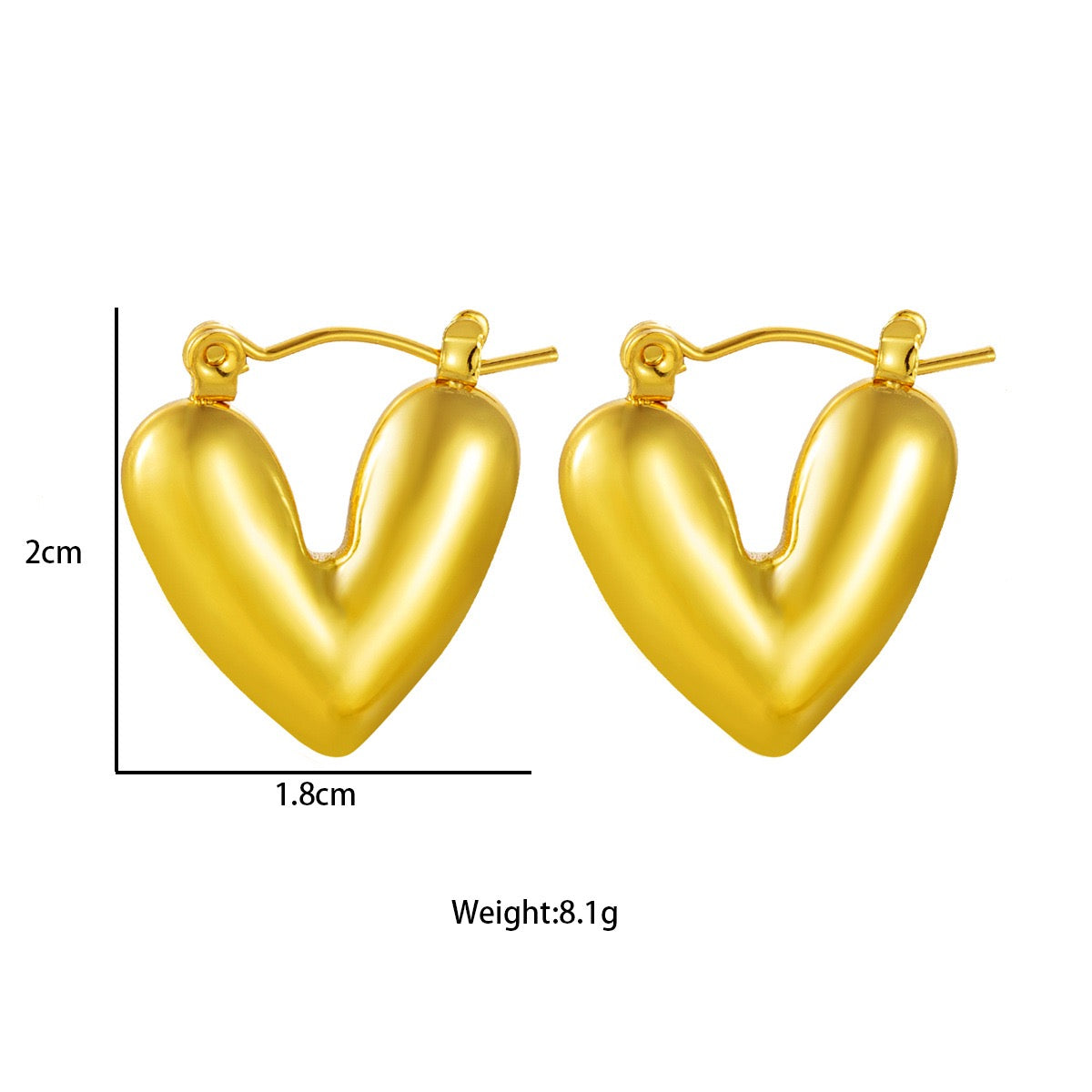 Chubby dainty heart hoops