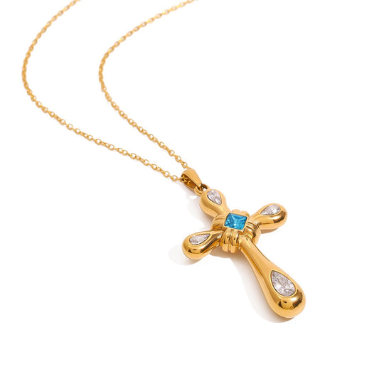 Crisa Blue cross necklace