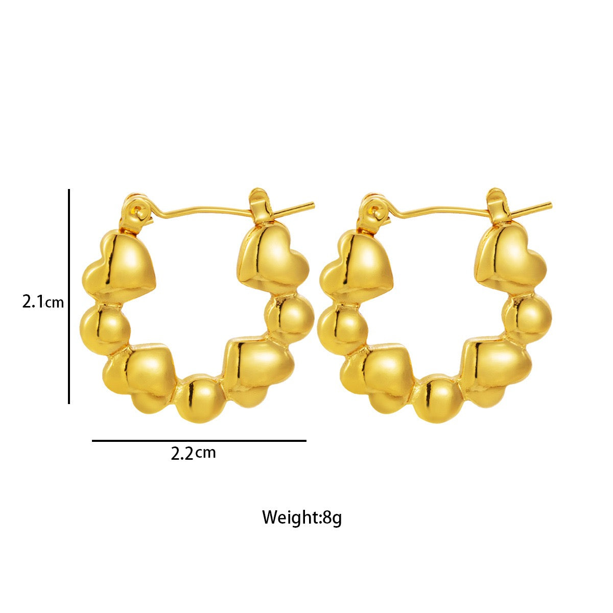 Chubby heart hoops