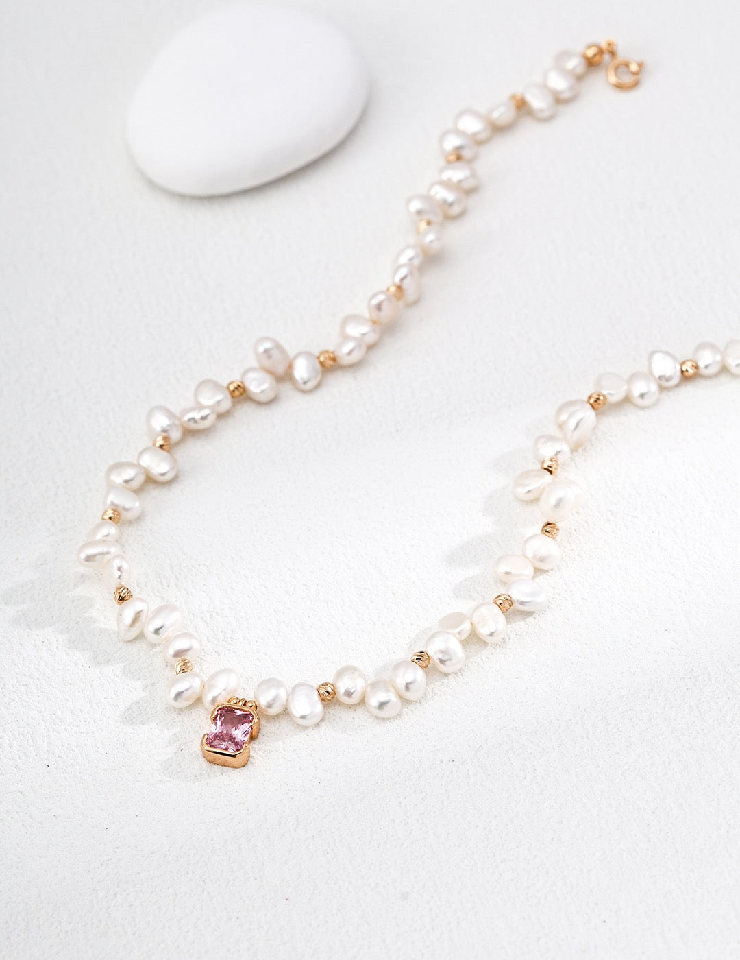 Pink stone pearl set