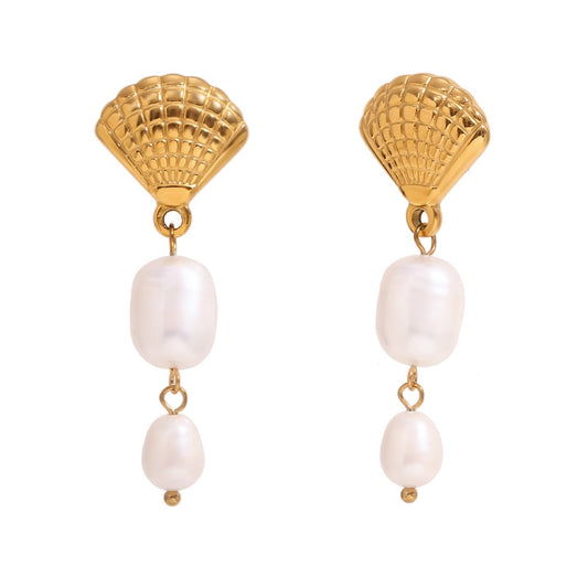 Shell freshwater pearls earrings