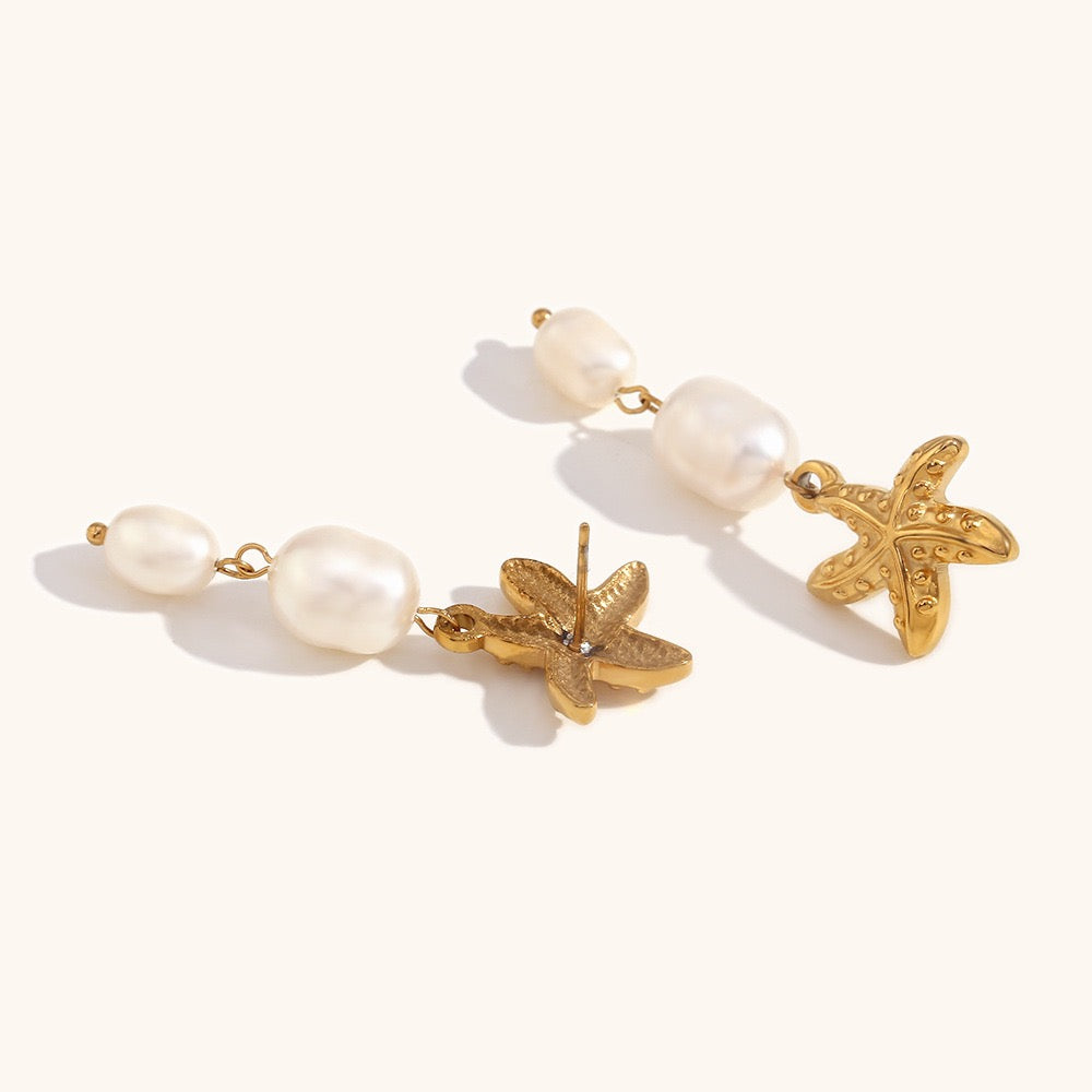 Starfish freshwater pearls earrings