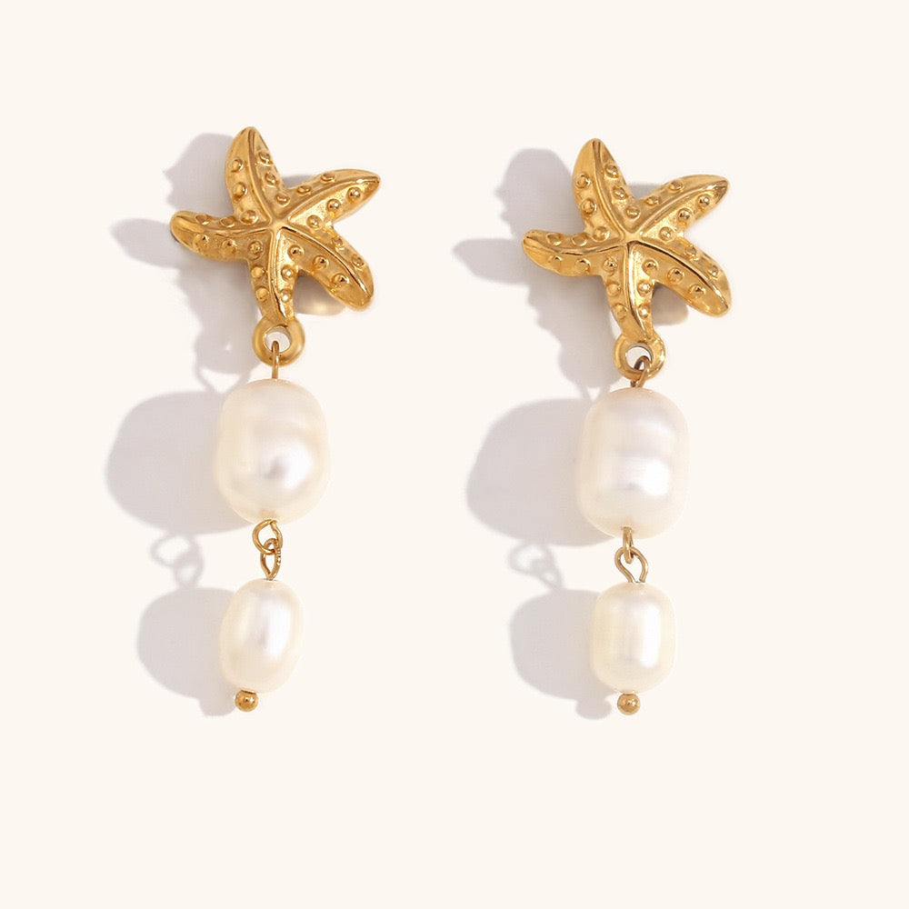 Starfish freshwater pearls earrings