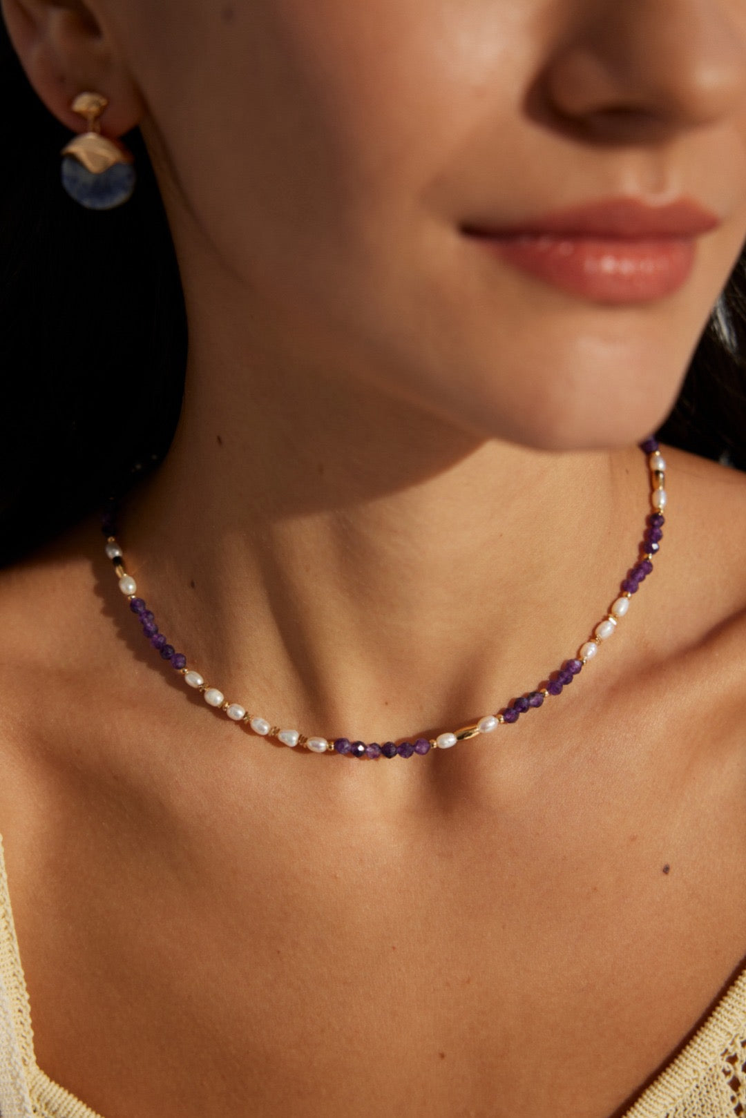 Glebe Amethyst purple pearl necklace