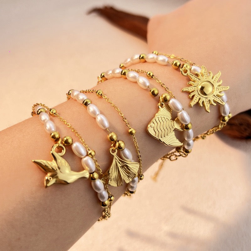 Layer sun charm bracelets