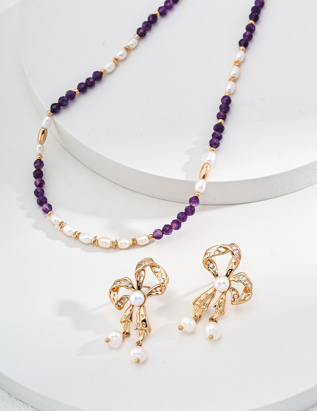 Glebe Amethyst purple pearl necklace