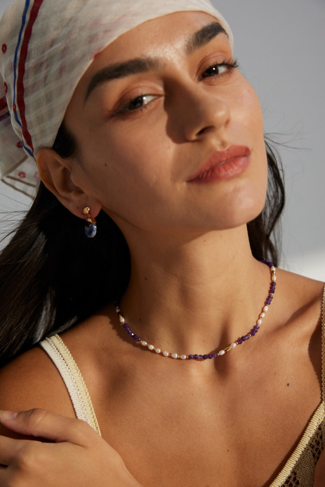 Glebe Amethyst purple pearl necklace