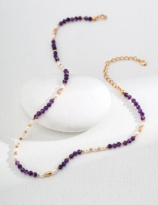 Glebe Amethyst purple pearl necklace