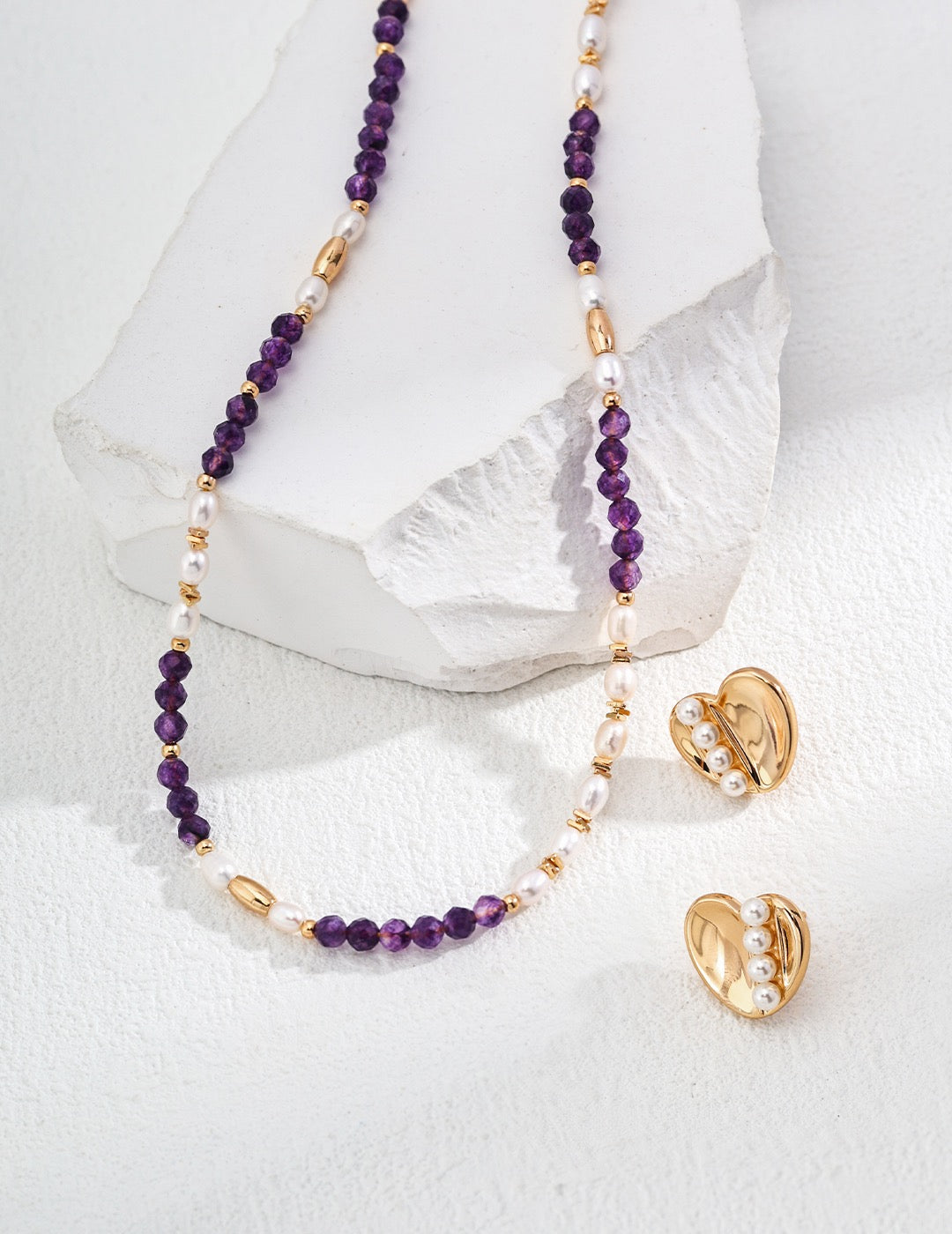Glebe Amethyst purple pearl necklace