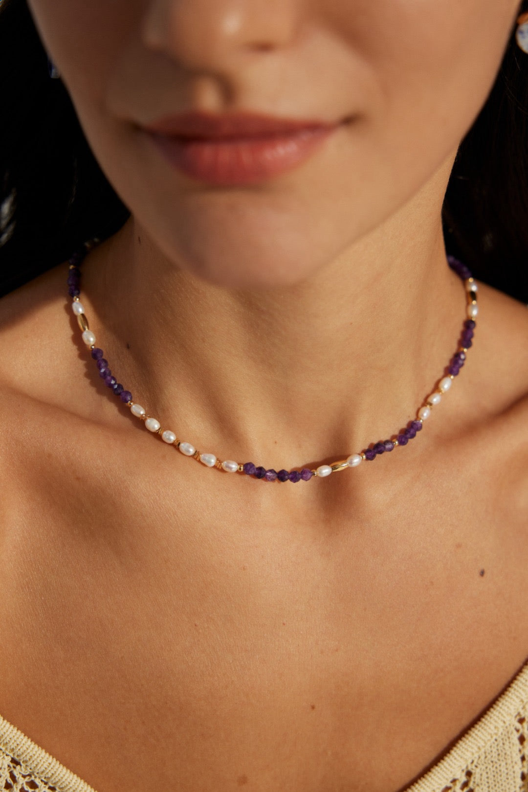 Glebe Amethyst purple pearl necklace