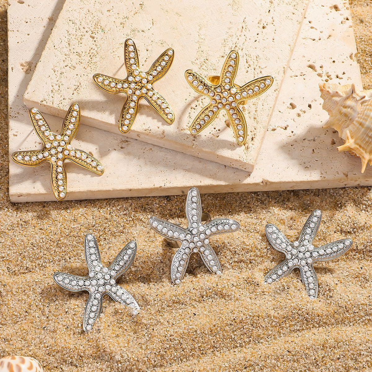 Pearly starfish earrings